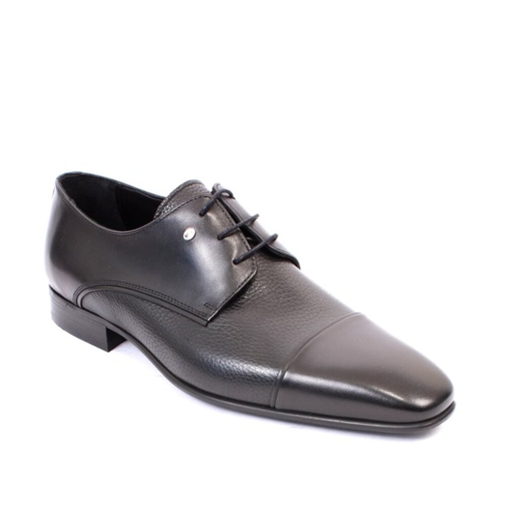 ROBERTO SERPENTINI 63002 Black Leather Classic Dress Lace-Up Shoes